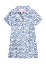 Safari Popover Dress - French Blue Floral Corduroy