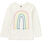Rainbow Embroidered Crew Neck Long Sleeve T-Shirt, White