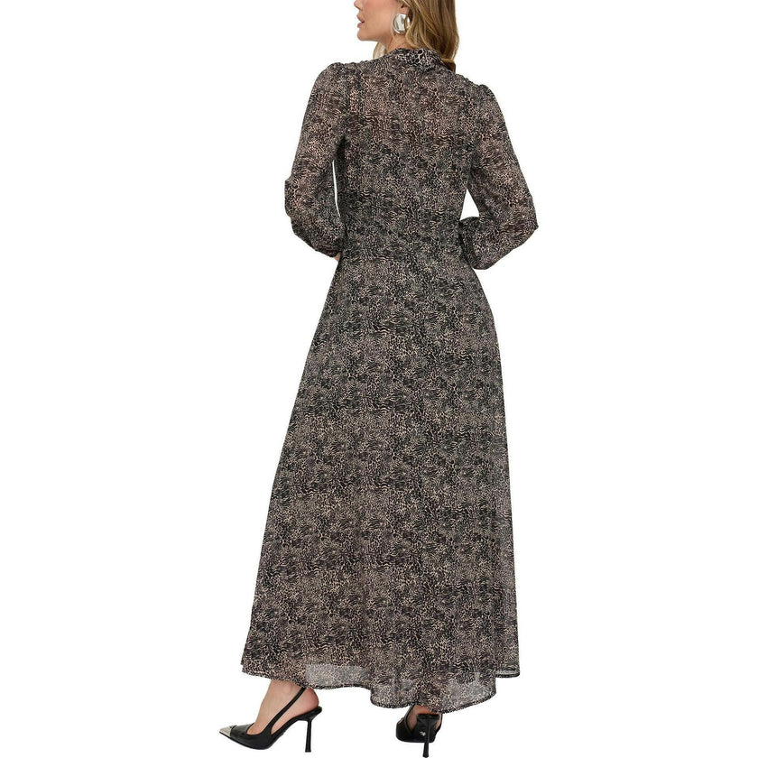 Margot Ruffle Neck Spot Print Maxi Dress