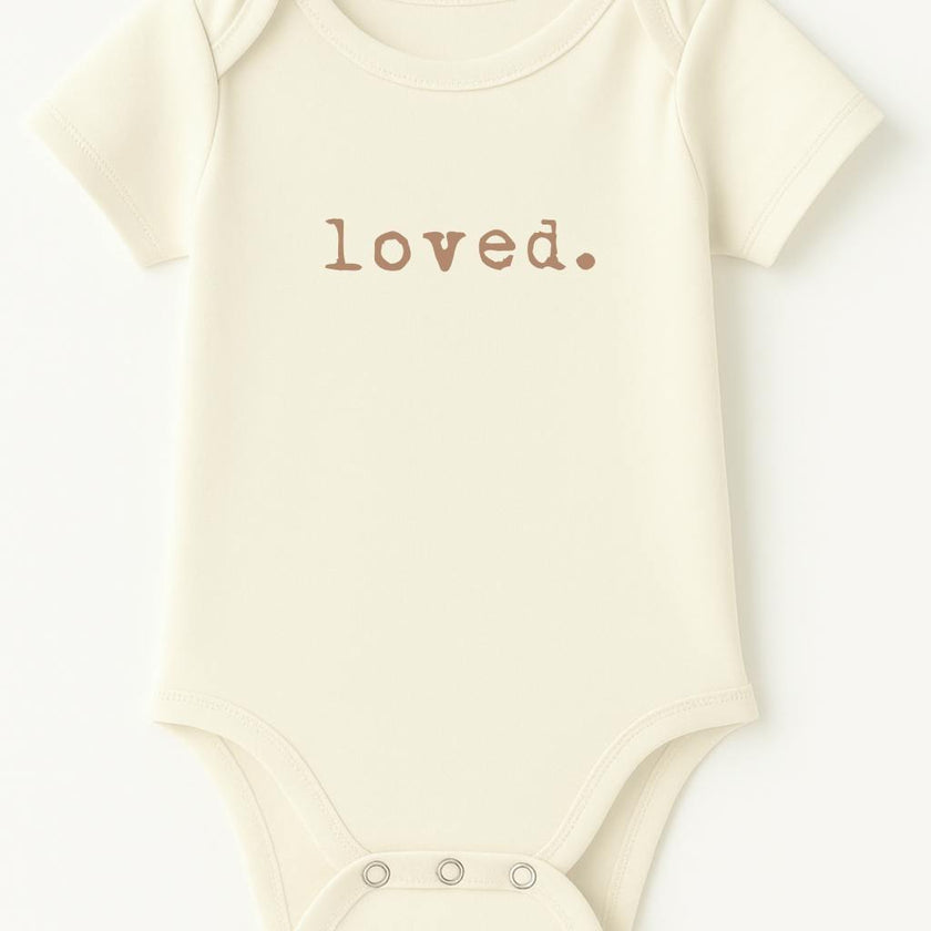 Loved. Clay Organic Cotton Baby Bodysuit Short Sleeve