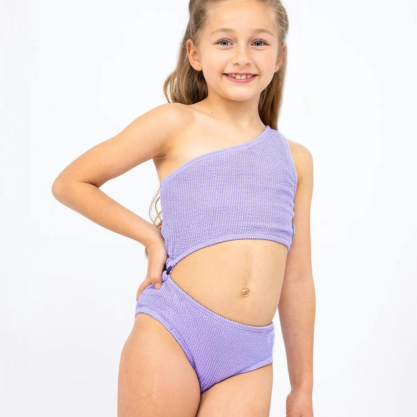 Dina Crinkle Side Cutout One Piece Swimsuit