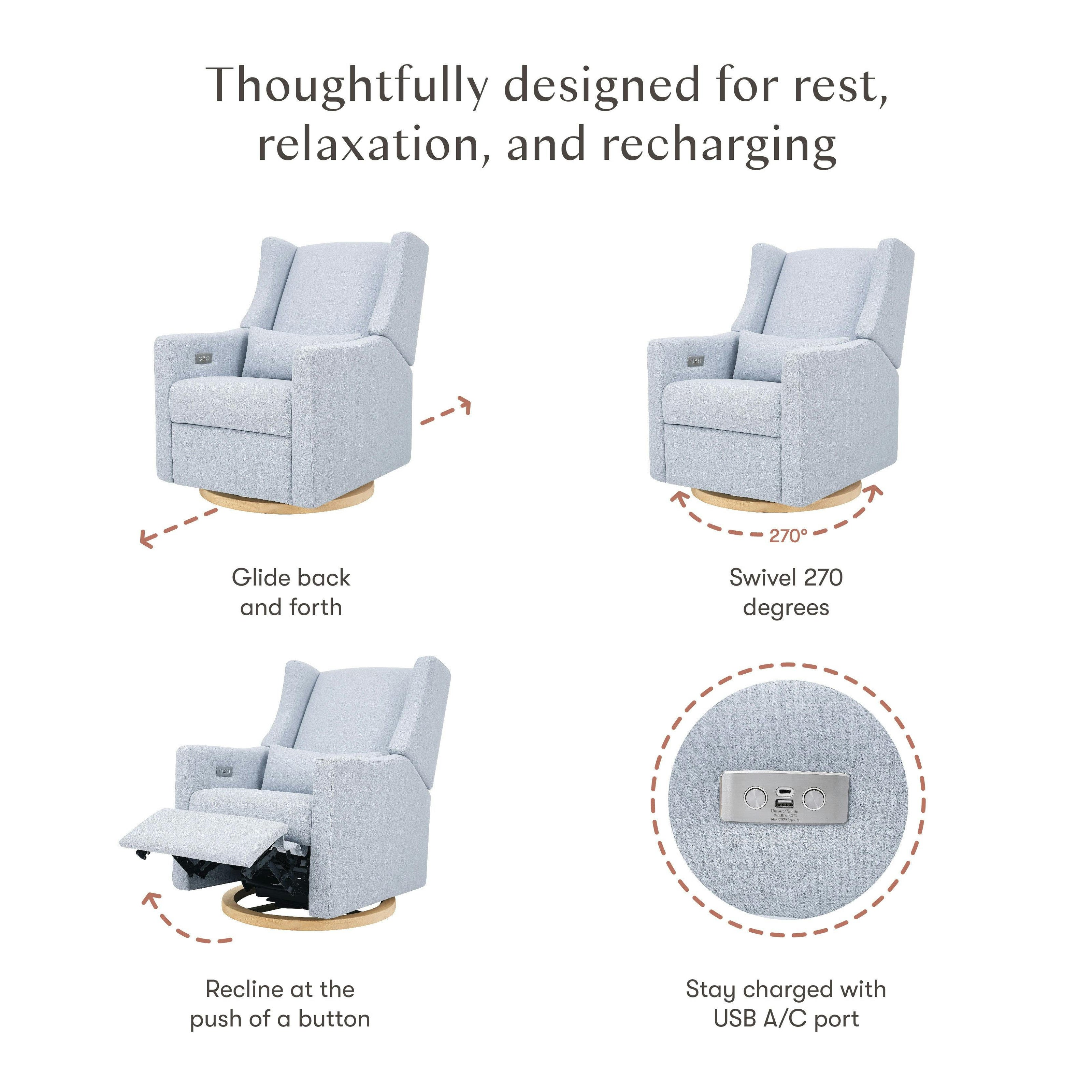 Babyletto Kiwi Electronic Recliner and Swivel Glider with USB port