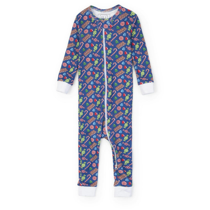 Parker Boys' Zipper Pajama - Christmas Candy Blue