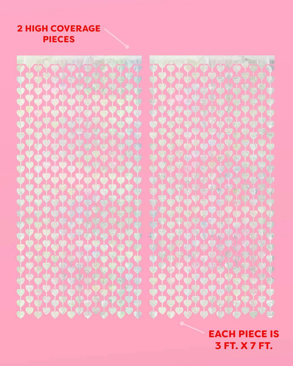 Shimmer Heart Curtain - iridescent foil curtain