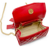 Quilted Pearl Handle Bow Ribbon Handbag