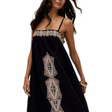 Sapphire Spaghetti Strap Embroidered Maxi Dress