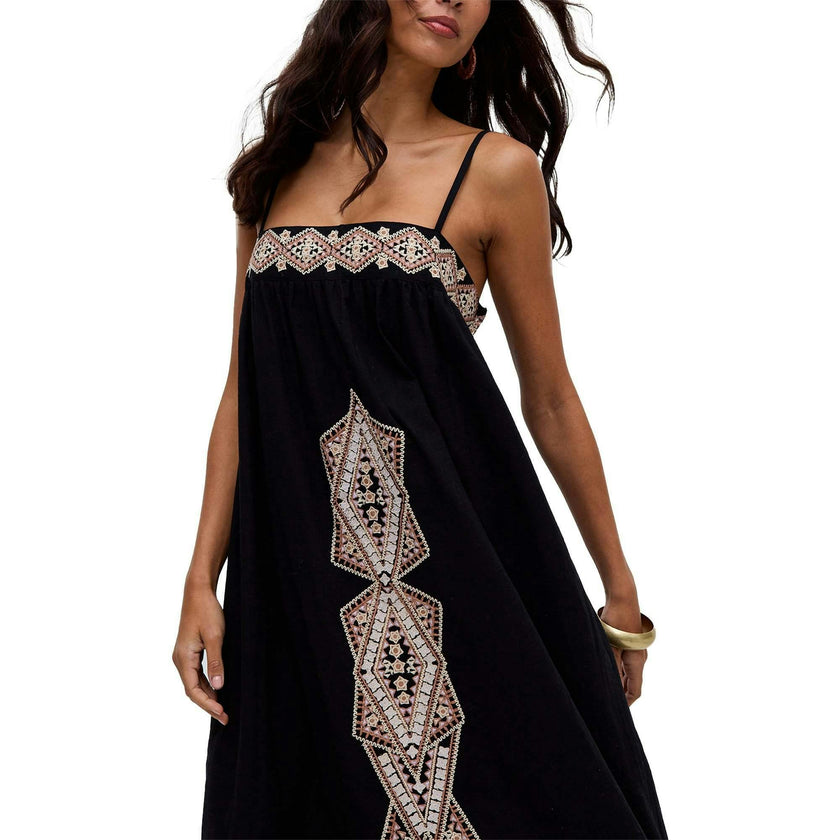 Sapphire Spaghetti Strap Embroidered Maxi Dress