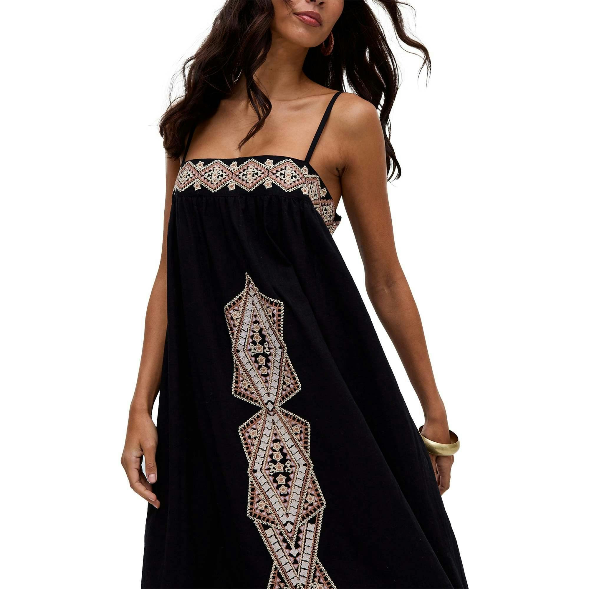 Sapphire Spaghetti Strap Embroidered Maxi Dress