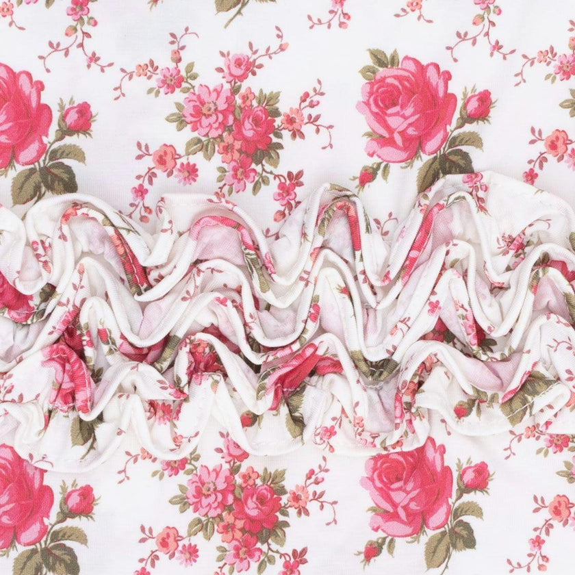 Elegant Roses - 2 Way Ruffle Back Zipper Footie