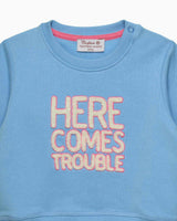 Baby Here Comes Trouble Sweatshirt in Blue/Pink