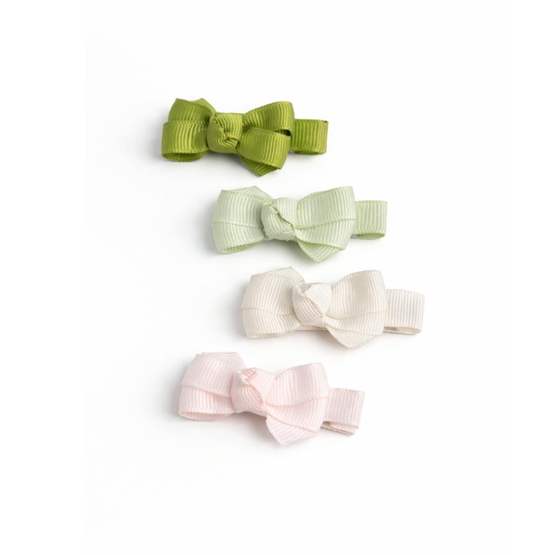 Little Bows Green Shades Fabric Hair Clips