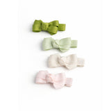 Little Bows Green Shades Fabric Hair Clips