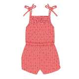 girls cranberry gingham french terry romper
