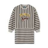 Beige Striped Sweatshirt Dress