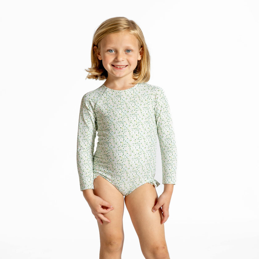 Girls Sea Marsh Floral Rashguard One Piece