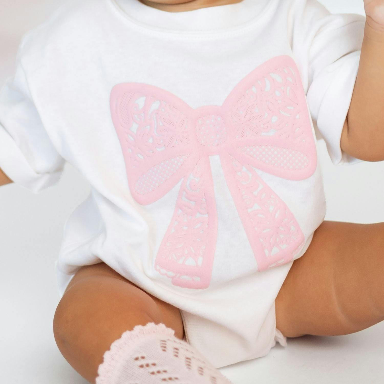 Lace Bow Puff Ink Short Sleeve Romper