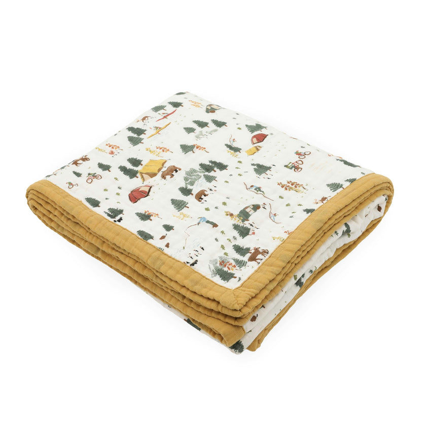 Organic Cotton Muslin Quilted Throw - Alpine Adventure