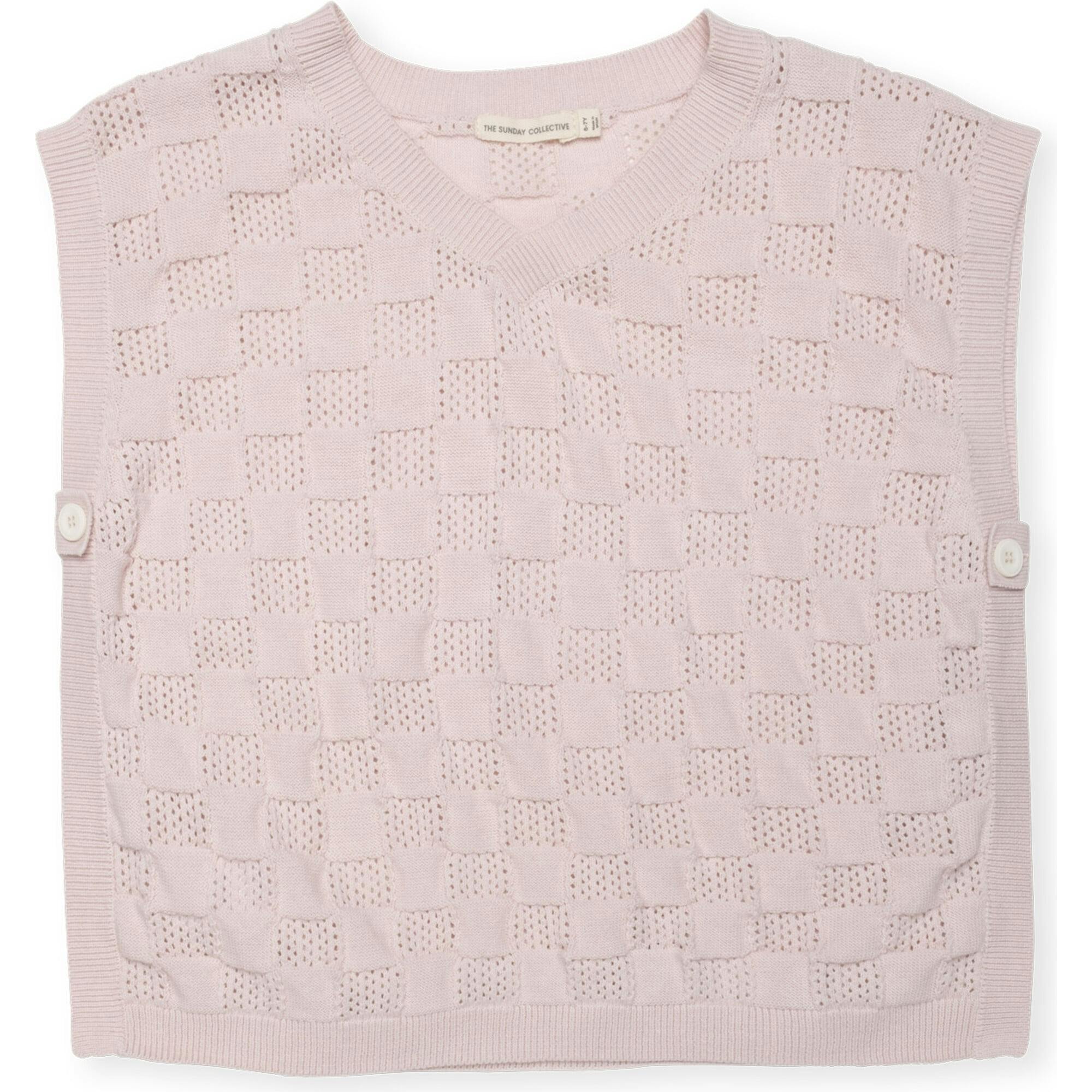 V-Neck Sweater Vest in Pink Check