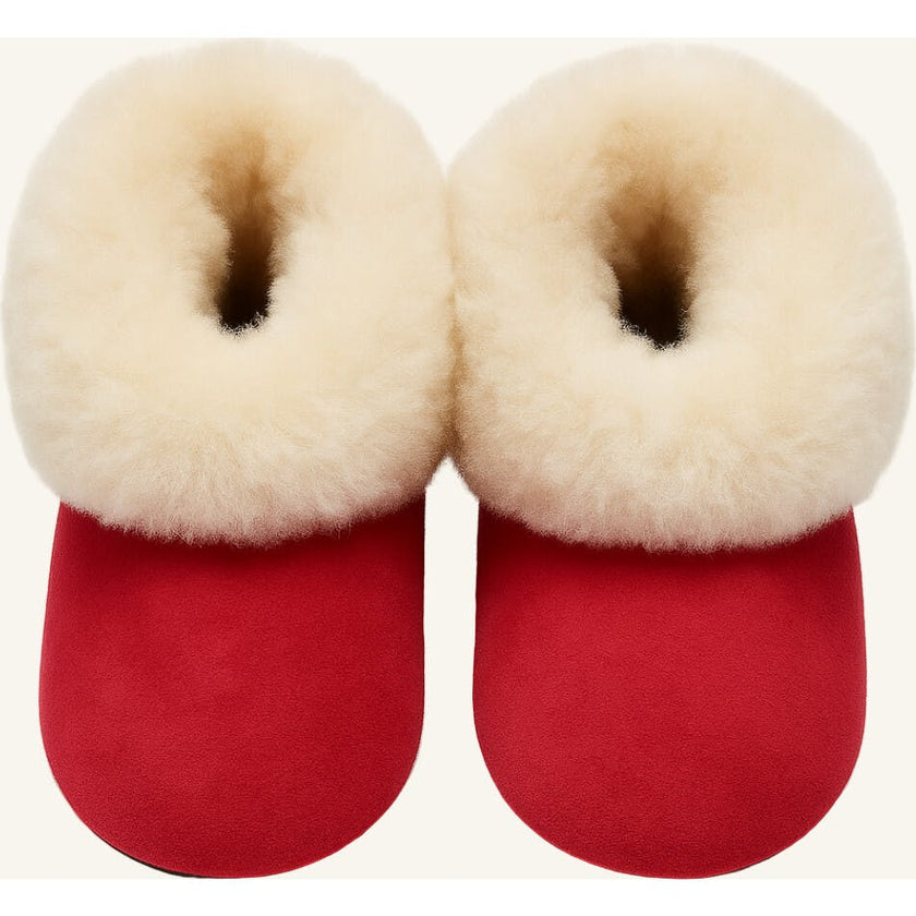 Kids Genuine Alpaca Fur Slippers | Handmade in Peru | Naturally Hypoallergenic | Crimson Berry