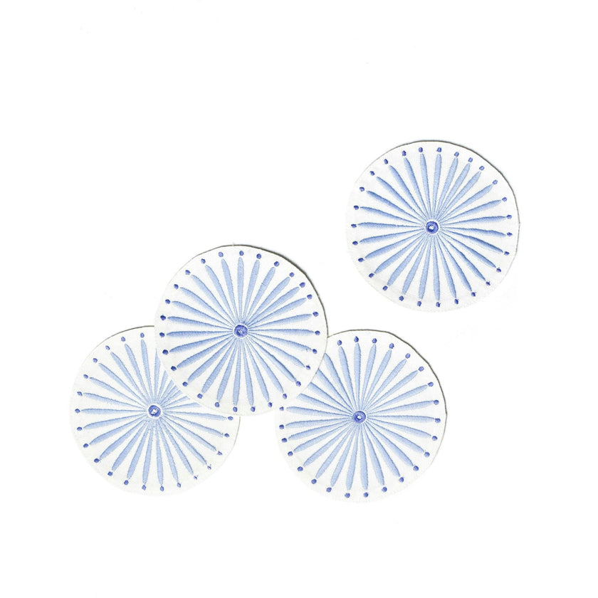 Iris Blue Burst Round Cocktail Napkins