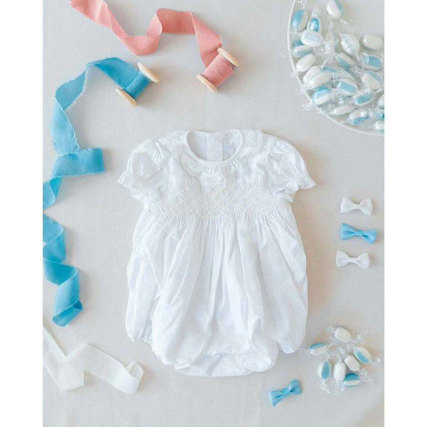 Antoinette Ceremony White Smocked Baby Bubble