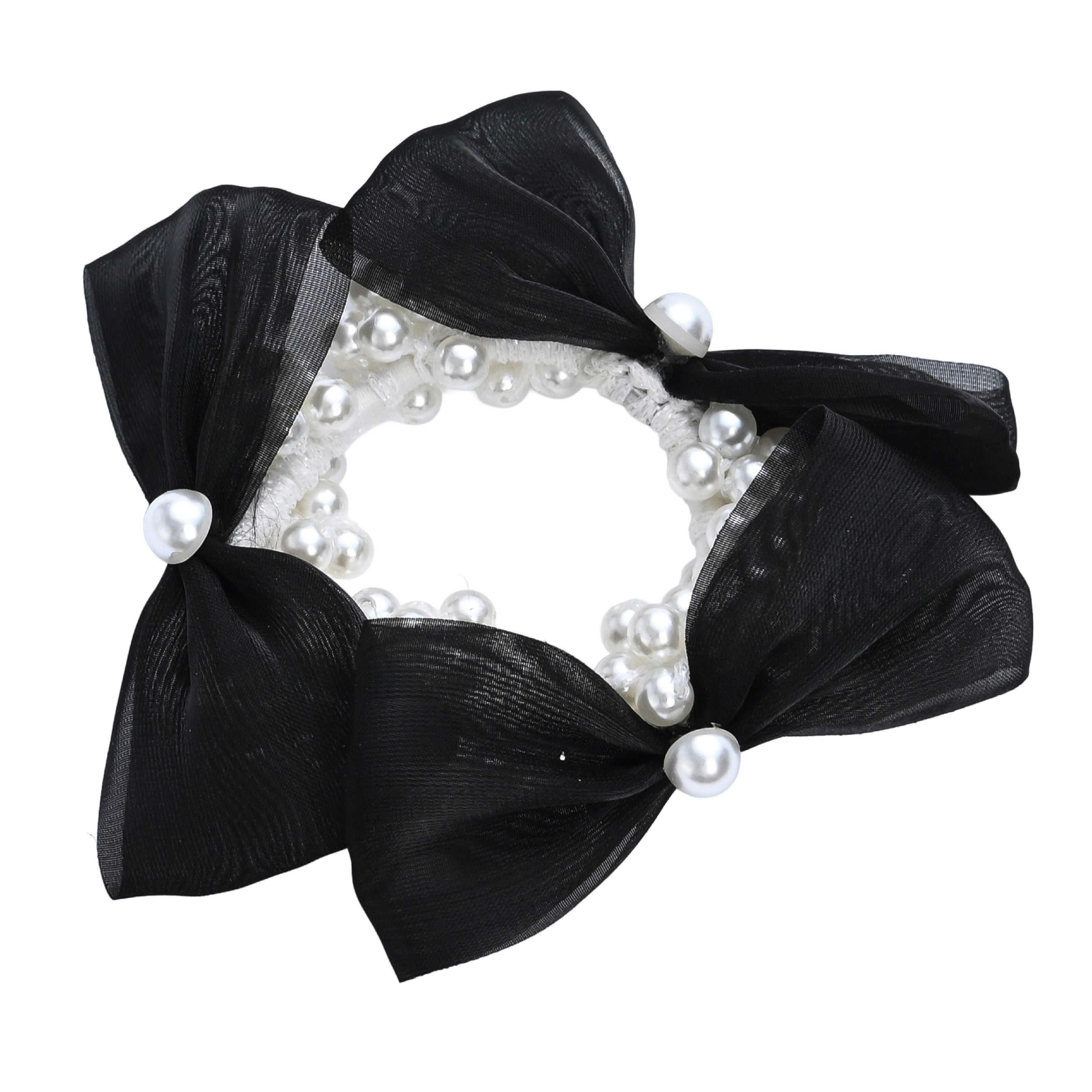 Pearl Bow Scrunchie Set