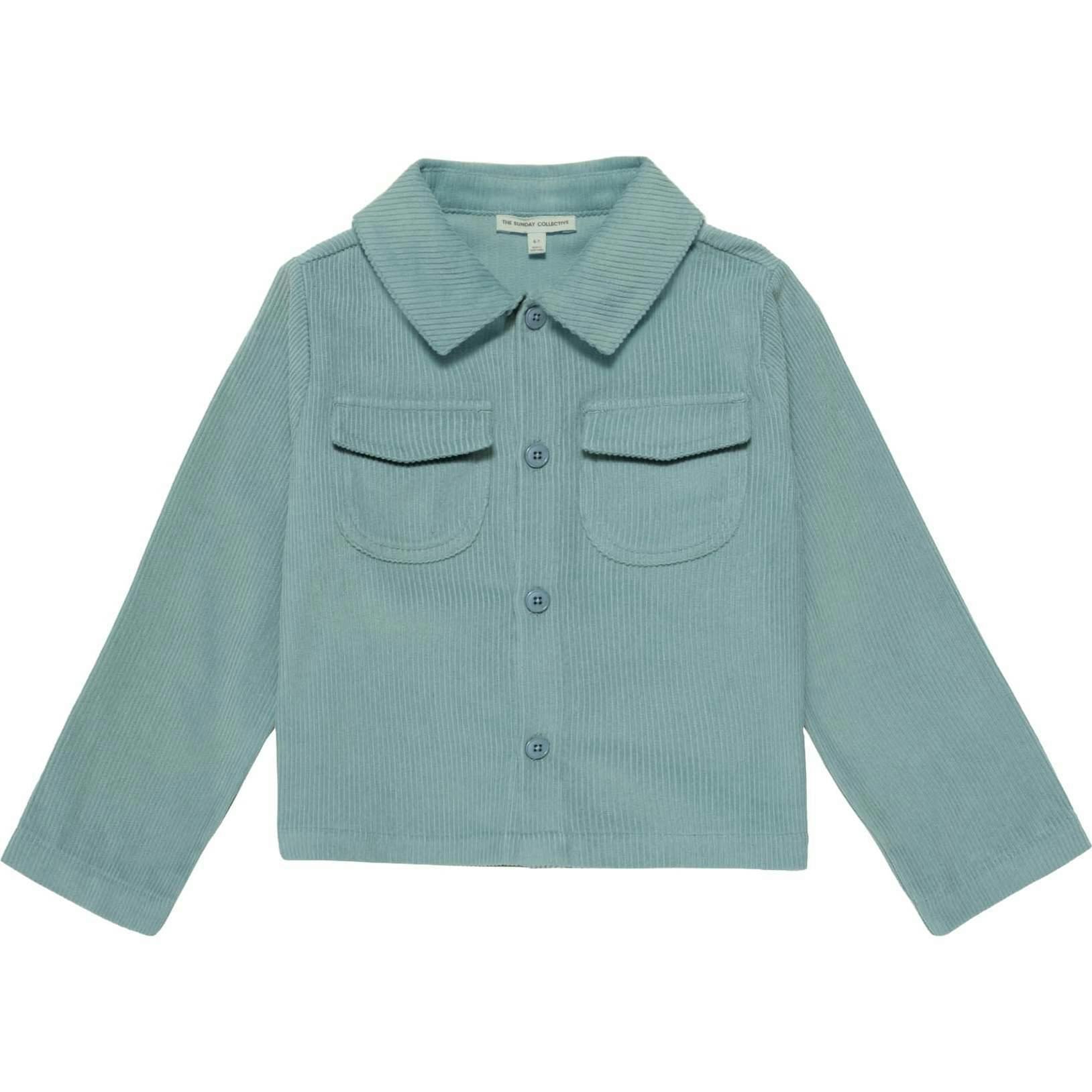Corduroy Cropped Shacket in Teal Tambourine