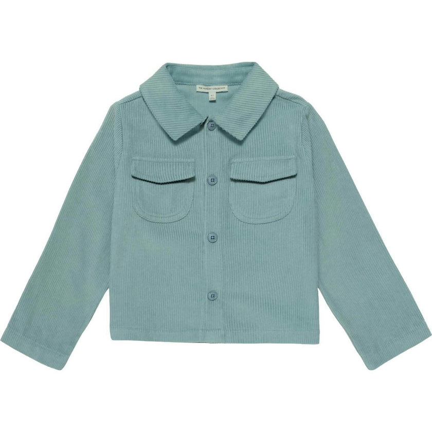 Corduroy Cropped Shacket in Teal Tambourine