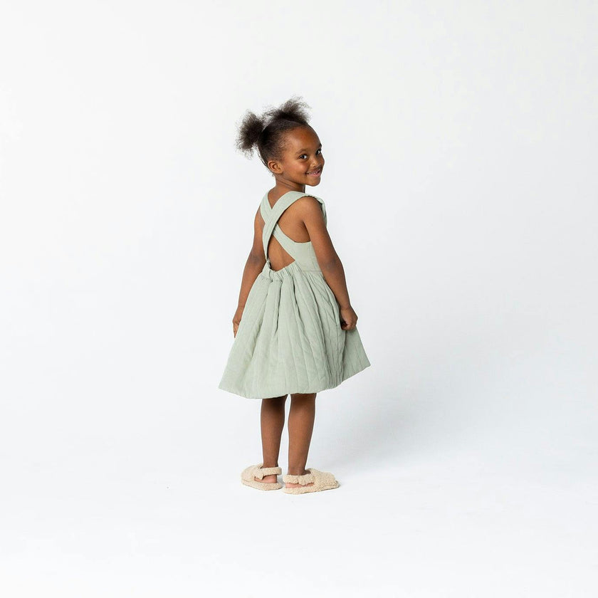 Girls Quilted Poplin Pinafore Dress