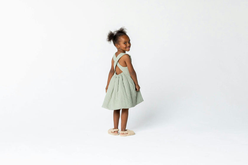 Girls Quilted Poplin Pinafore Dress