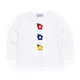 White Knit Cardigan With Flowers