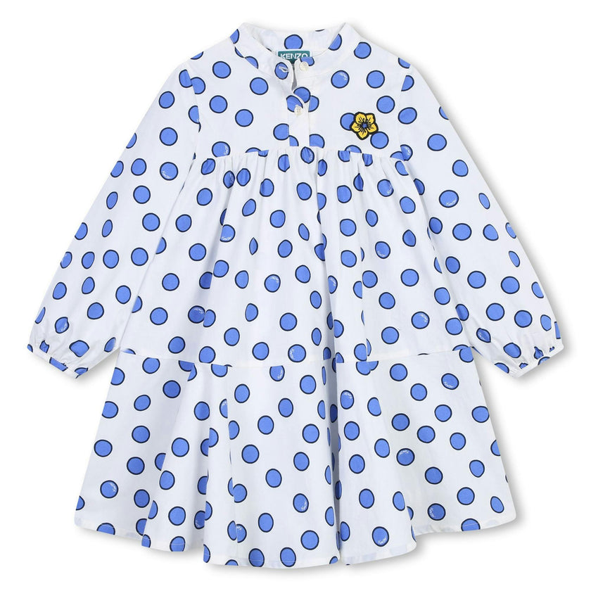 KENZO KIDS Poplin Cotton Daisy Dot Dress