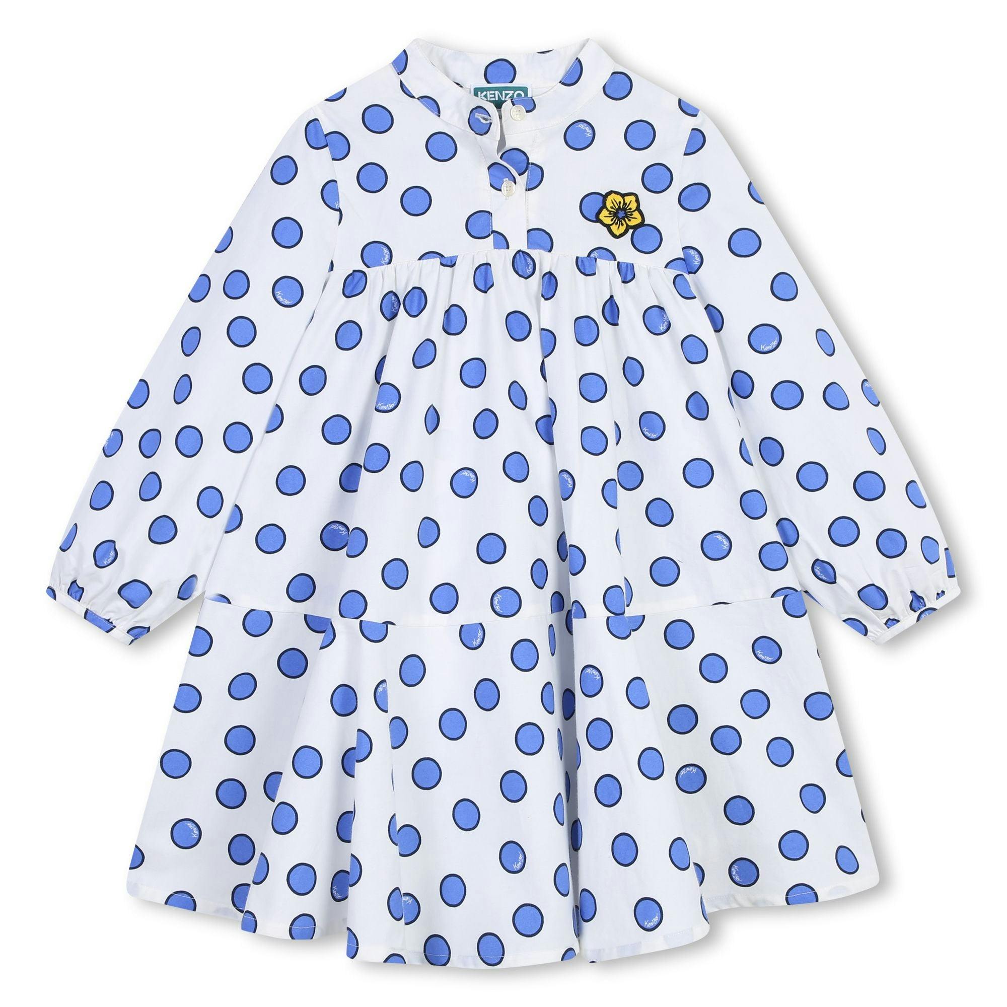 KENZO KIDS Poplin Cotton Daisy Dot Dress