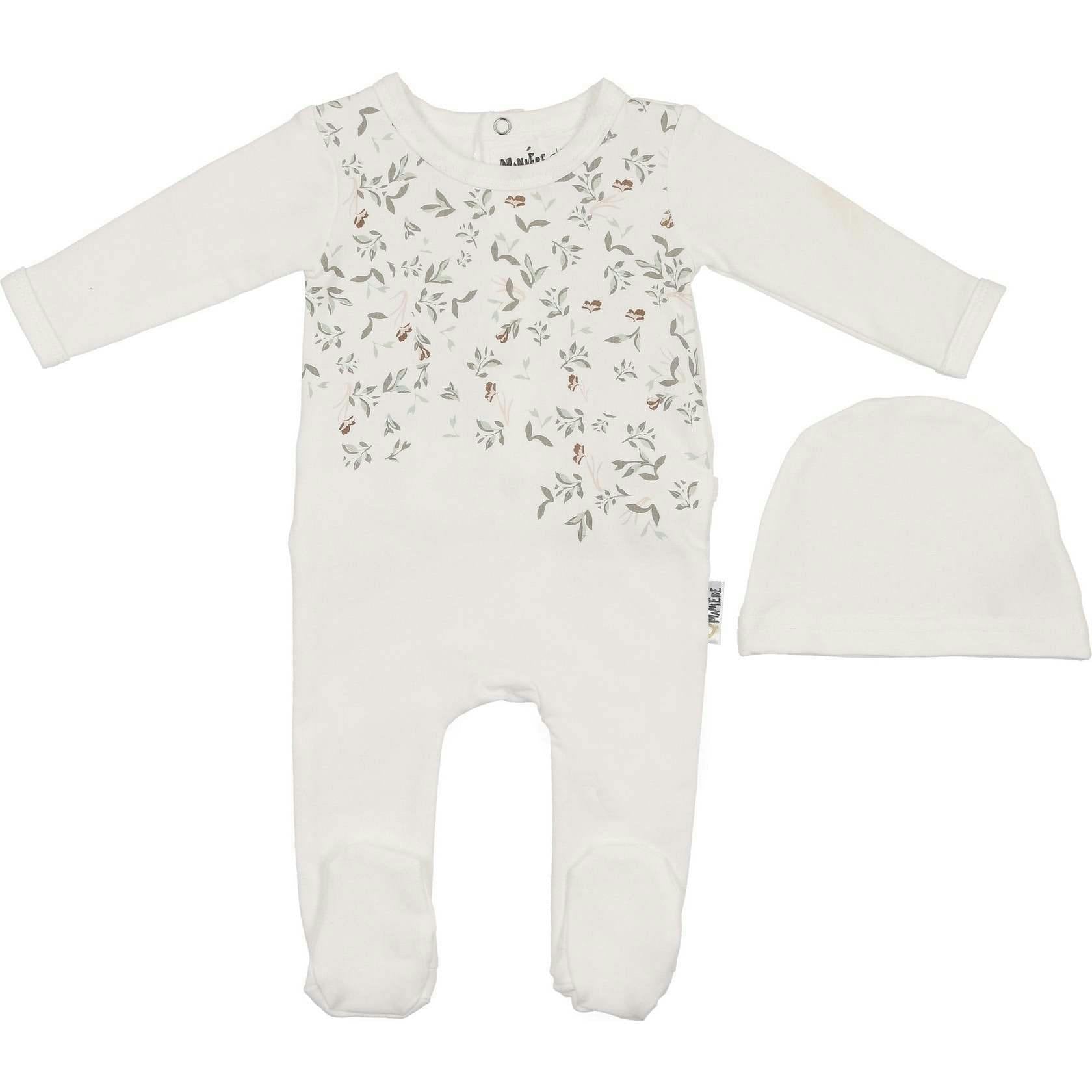 Assymetrical Leaves Footie and Beanie Set
