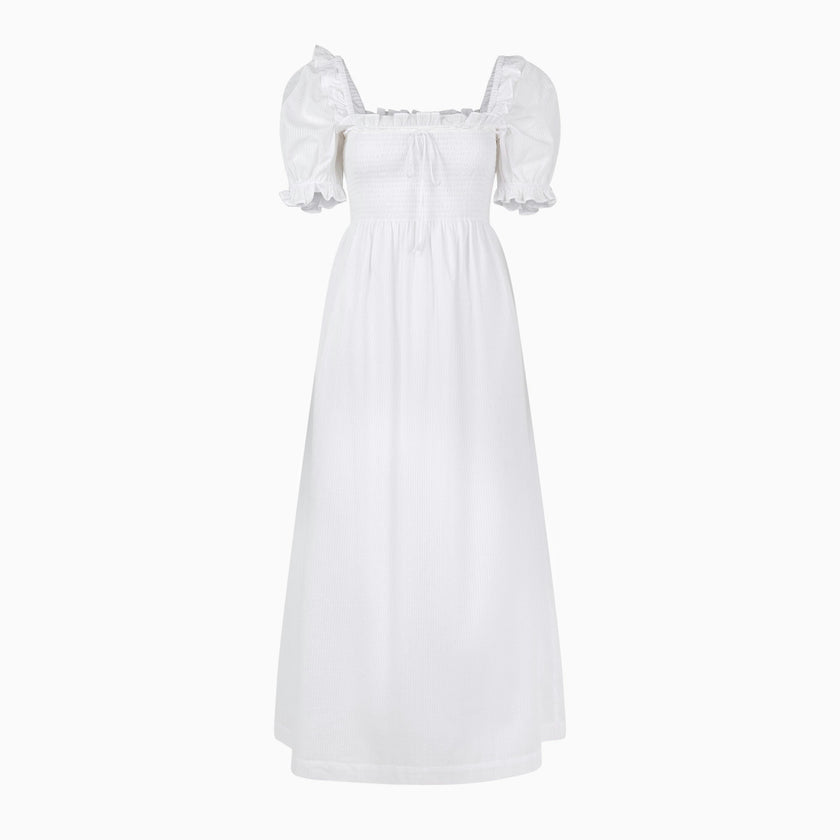 The Scarlett Nap Dress - White Shadow Stripe