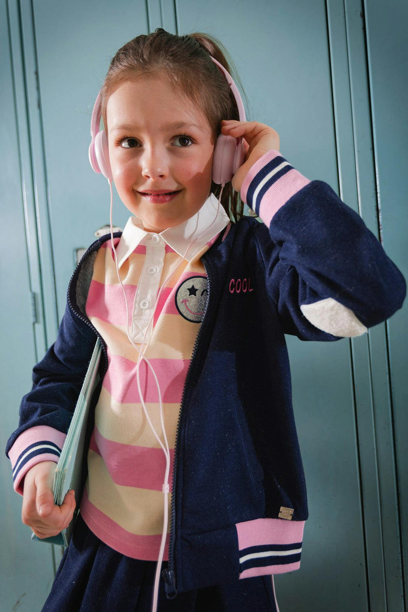 French Terry Jacket Navy Blue Denim