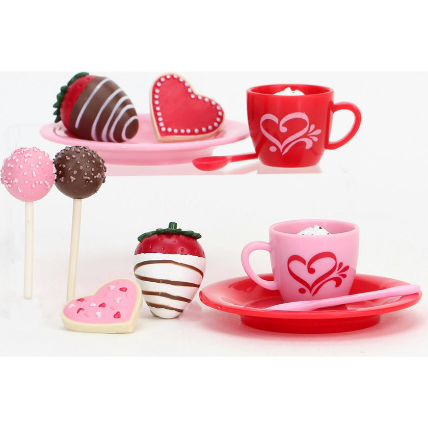 Sophia's Dessert Set with Hot Cocoa for 18"Dolls, Red/Pink