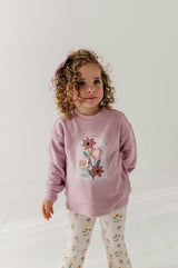 Girls Boxy Sweatshirt in Crochet Flower