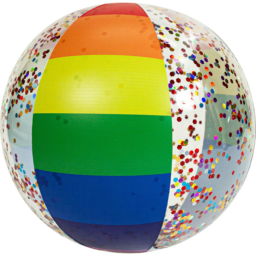 Rainbow Collection Jumbo Glitter Beach Ball Classic Rainbow