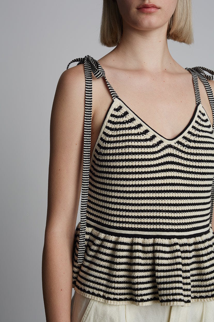 MALI STRIPE CAMI | IVORY + BLACK STRIPE