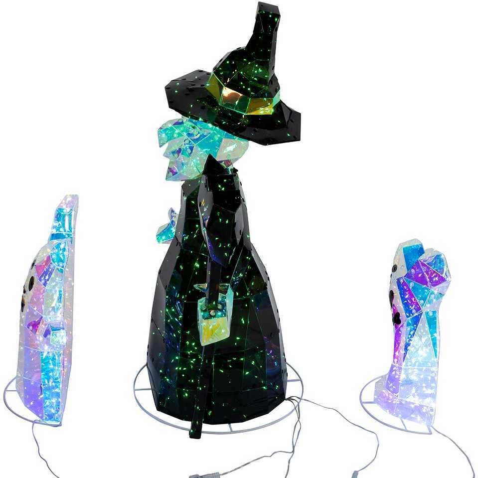 Pre-lit Holographic Witch and Two Ghosts