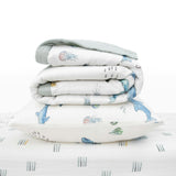 Cotton Muslin Toddler Bedding 3 Piece Set - Whales