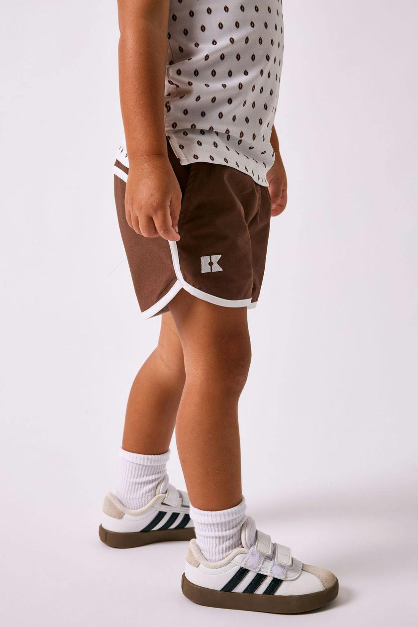 brown retro super short with white piping