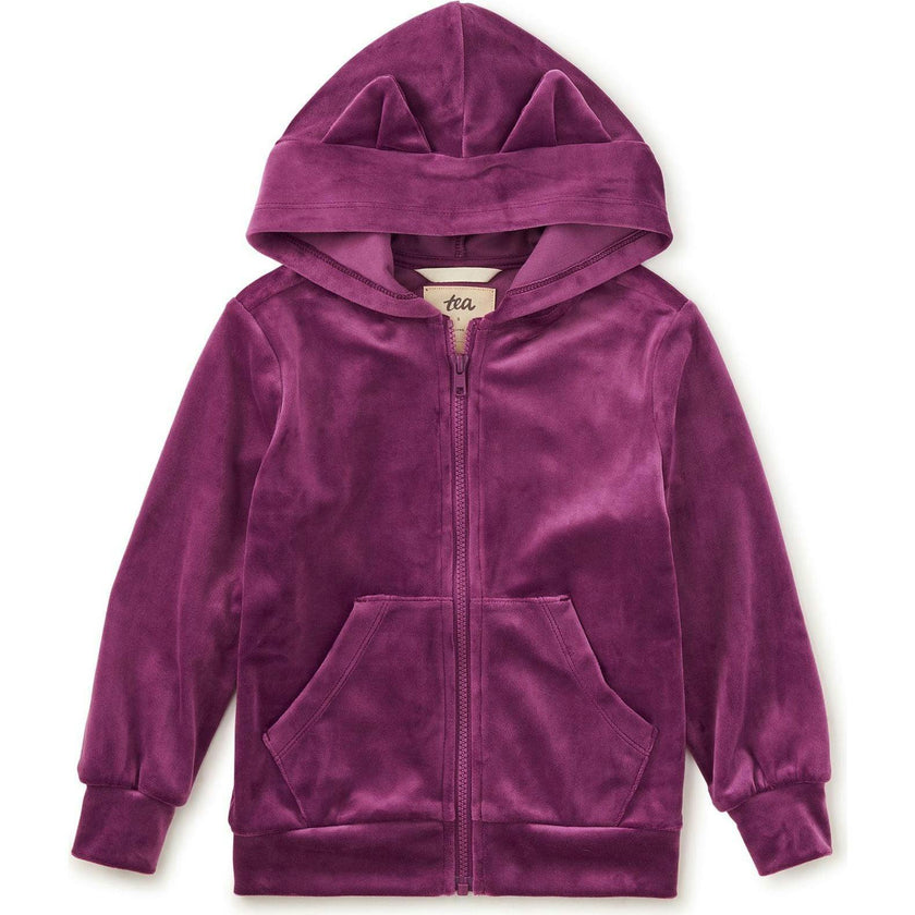 Ears Velour Hoodie, Purple