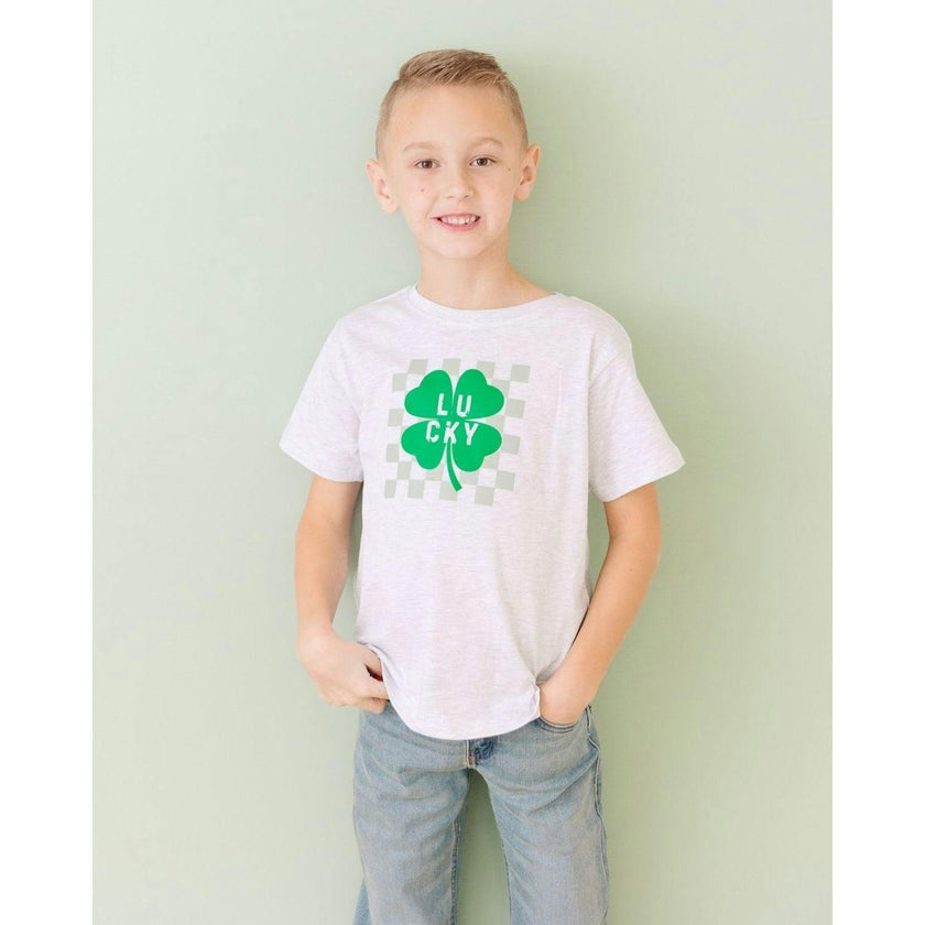 Lucky Shamrock Checkered St. Patrick's Day Short Sleeve T-Shirt