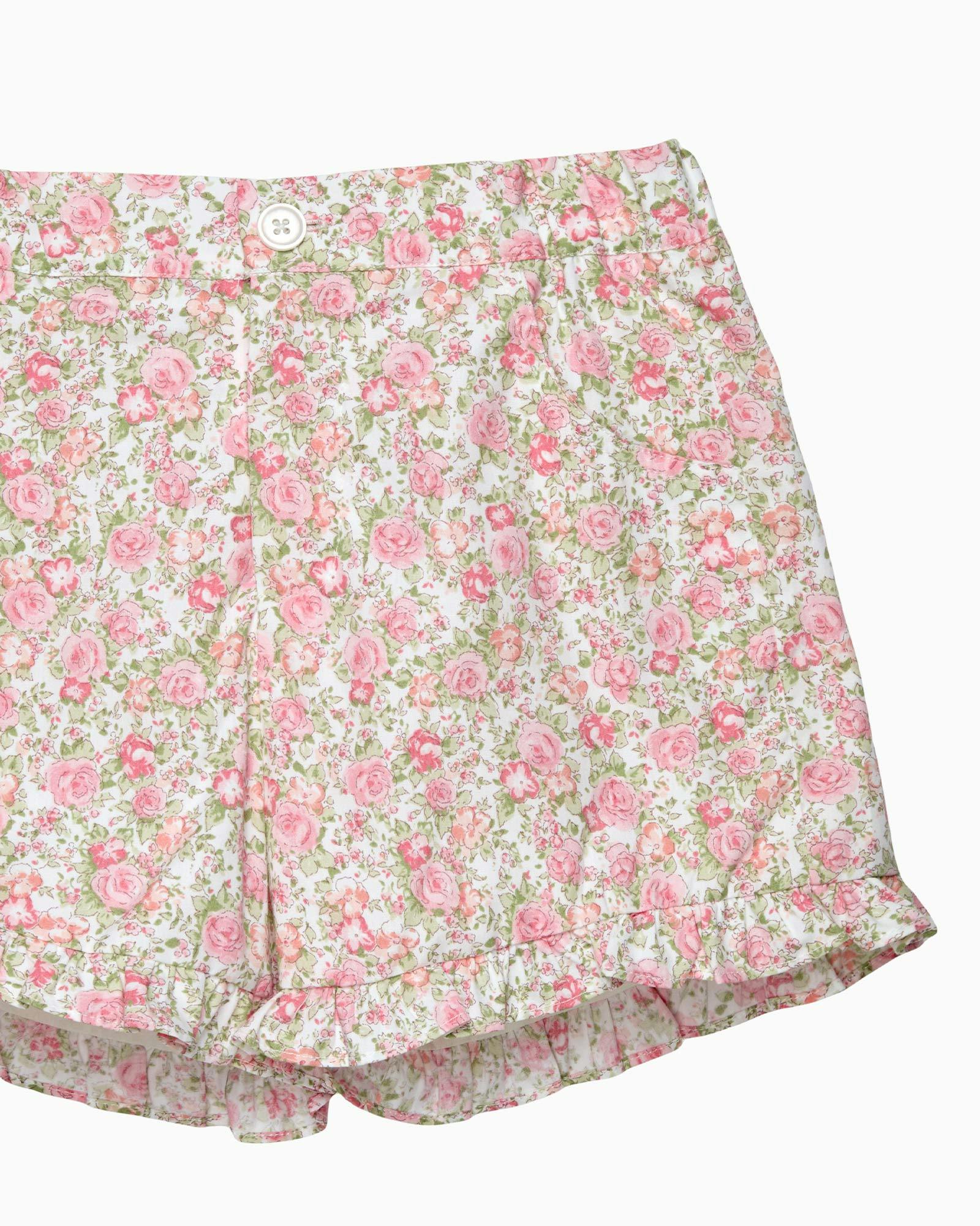Rosie Floral Shorts in Peach Rose Floral
