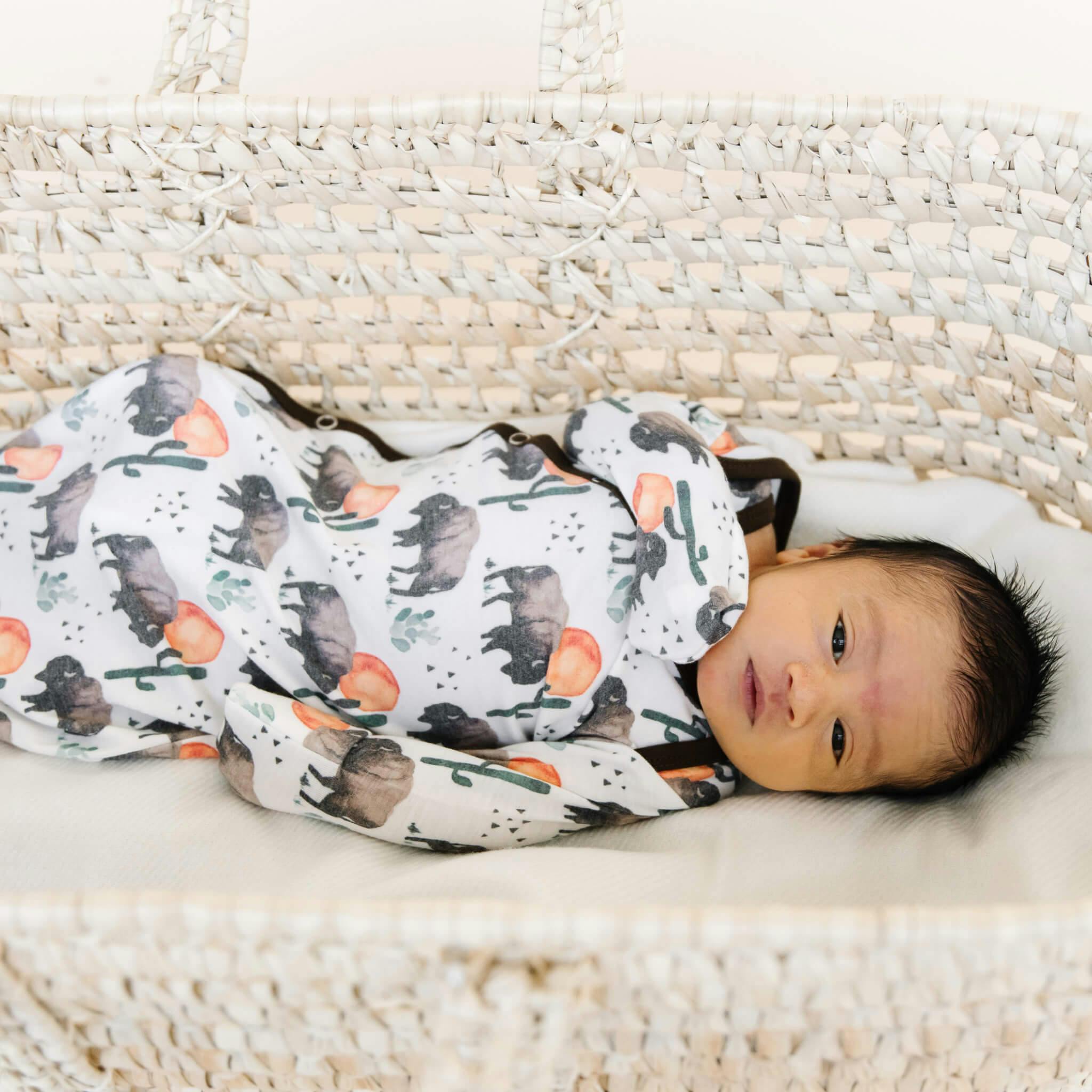Newborn Knotted Gown - Bison