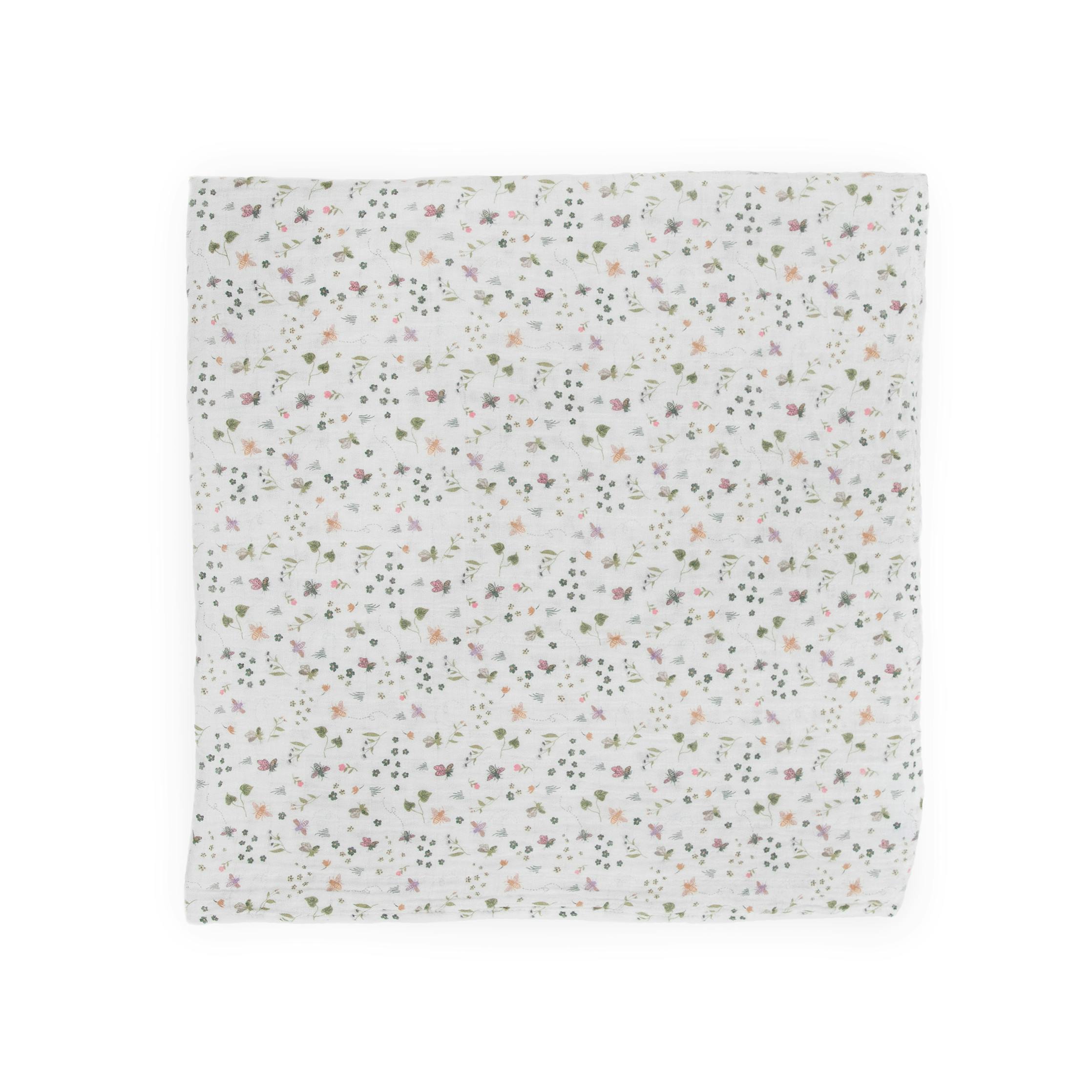 Cotton Muslin Swaddle Blanket - Garden Bees