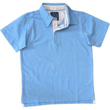 Blue Polo with Pink Block Trim