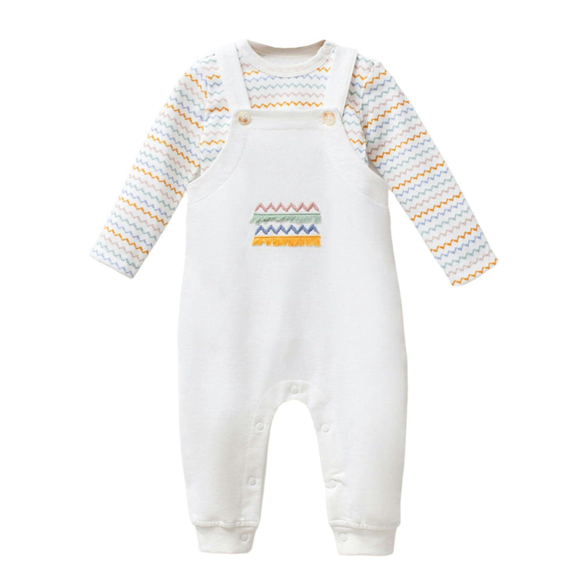 Multicolor Zigzag Overalls Set